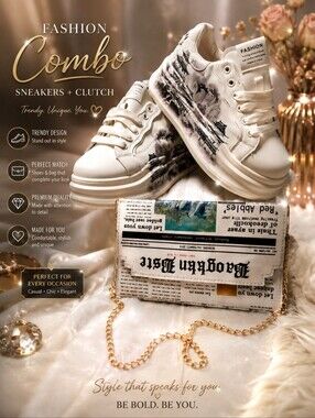 URBAN CHIC NEWSPAPER PRINT SET | SNEAKERS + CROSSBODY BAGS